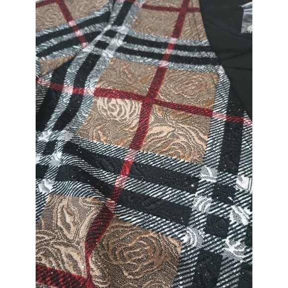 Serengeti Women Sz 1X Elegant Floral Roses Embossed Glitter Overlay Top - Picture 11 of 16